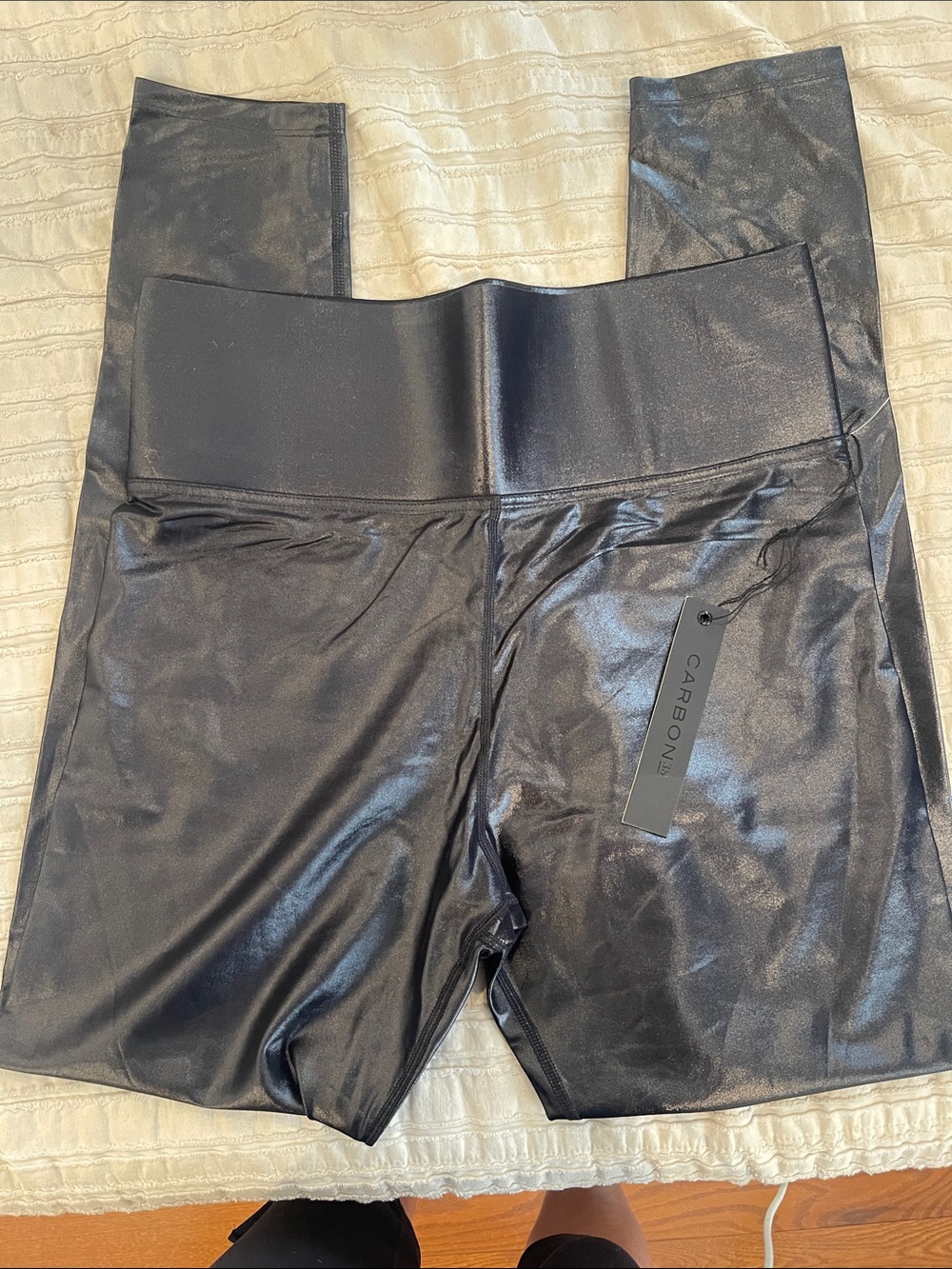 Carbon38 Black Shiny High-Waist Kids Leggings